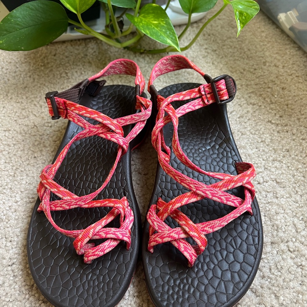 Chaco Pink and Black Sandals with Flexible Sole